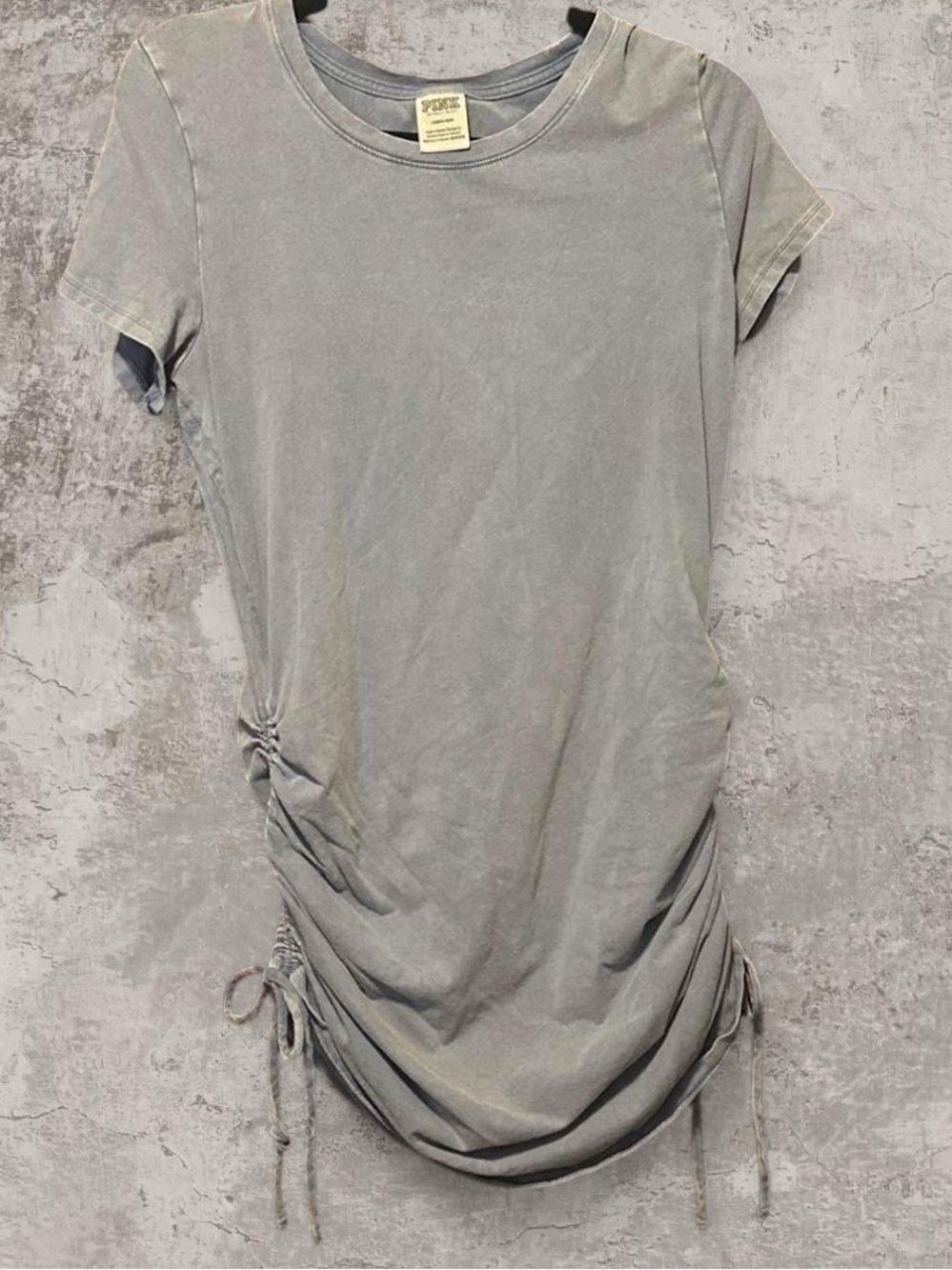 Grey PINK Victoria’s Secret Ruched Side T-Shirt Dress L